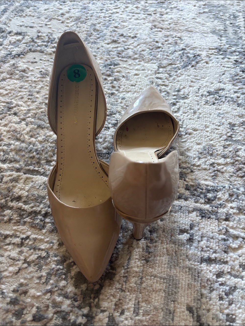 Adrienne Vittadini Nude Patent Pointed-Toe D'Orsay Pumps
